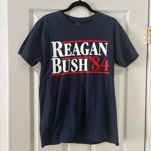 Reagan Bush 84 Retro Campaign T Shirt Blue Republican President Medium USA